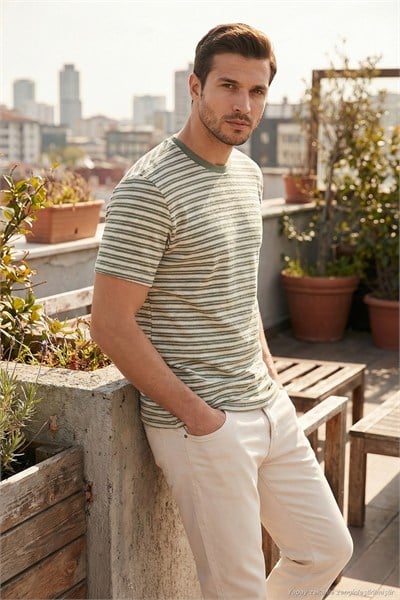Pamuklu Regular Fit Bisiklet Yaka Erkek T Shirt 5904027 NEFTİ