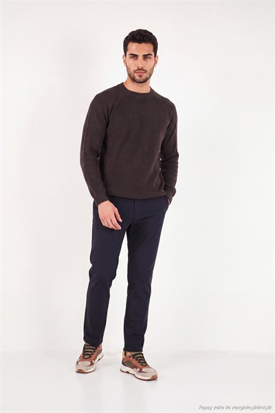 Pamuklu Regular Fit Bisiklet Yaka Erkek Kazak 7020263 KAHVE