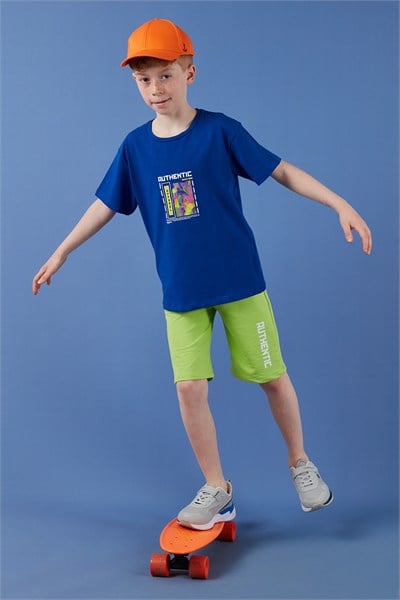 Pamuklu Regular Fit Bisiklet Yaka Şortlu Alt-Üst Erkek Çocuk Takım 6212011 SAKS