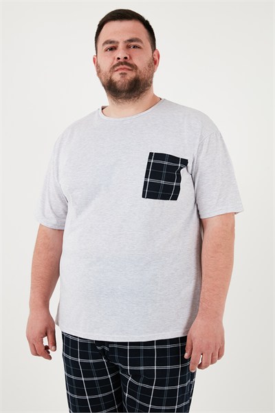 Pamuklu Regular Fit Büyük Beden Erkek Pijama Takımı 6572002B GRİ MELANJ