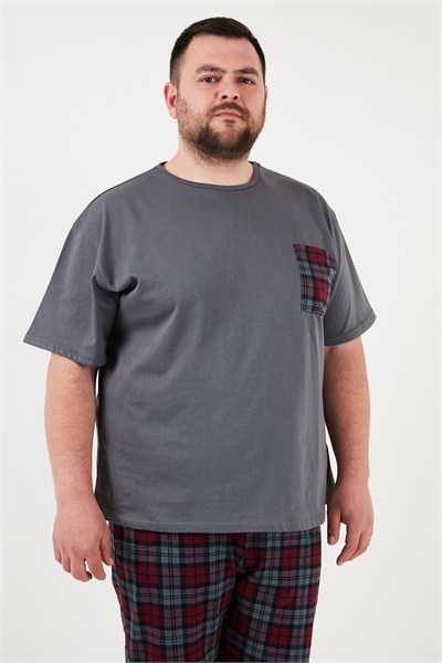 Pamuklu Regular Fit Büyük Beden Erkek Pijama Takımı 6572002B ANTRASİT