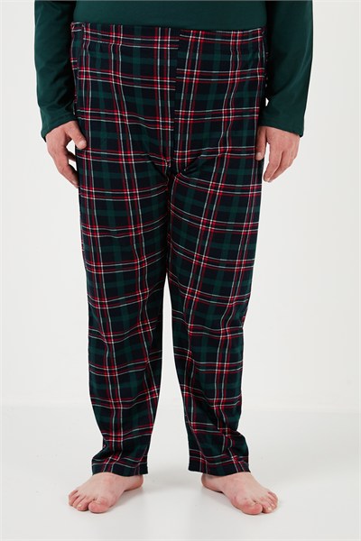 Pamuklu Regular Fit Büyük Beden Erkek Pijama Takımı 6572001B YEŞİL