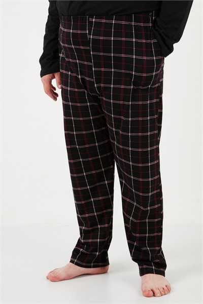 Pamuklu Regular Fit Büyük Beden Erkek Pijama Takımı 6572001B SİYAH