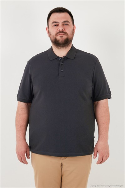 Pamuklu Regular Fit Büyük Beden Erkek Polo Yaka T Shirt 5902127B ANTRASİT