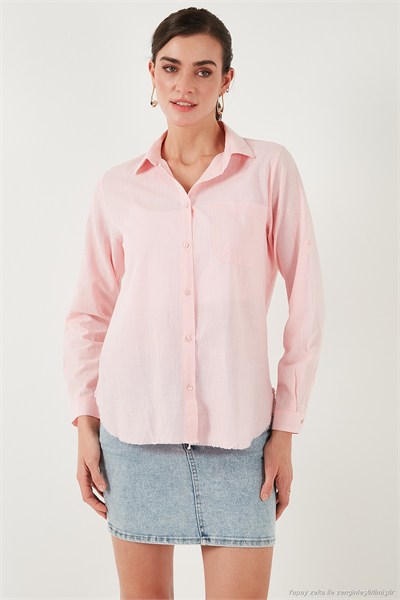 Pamuklu Regular Fit Cepli Kadın Gömlek CF25S16992 AÇIK PEMBE