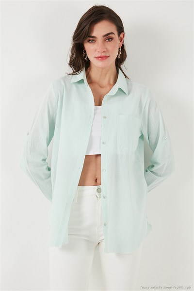 Pamuklu Regular Fit Cepli Kadın Gömlek CF25S16992 MİNT