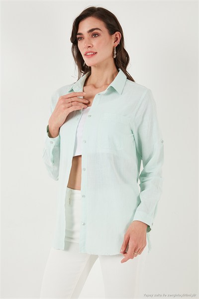 Pamuklu Regular Fit Cepli Kadın Gömlek CF25S16992 MİNT
