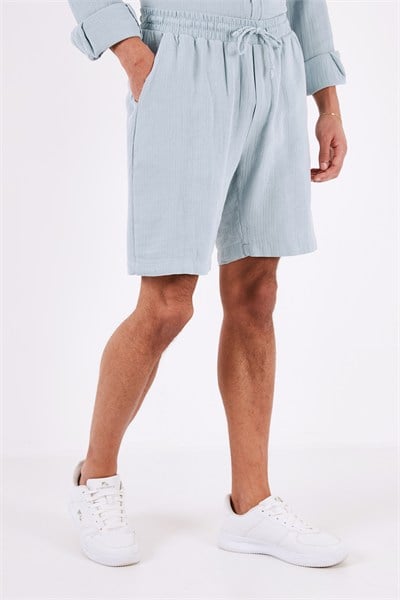 Pamuklu Regular Fit Cepli Müslin Erkek Short CF24S657802 AQUA