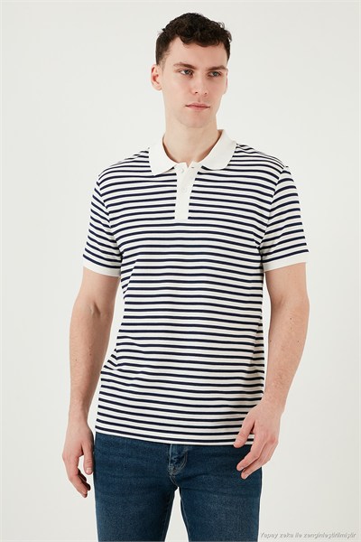 Pamuklu Regular Fit Çizgili Erkek Polo Yaka T Shirt 5903009 İNDİGO