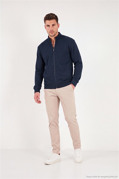 Pamuklu Regular Fit Dik Yaka Cepli Erkek Hırka 5905891 İNDİGO