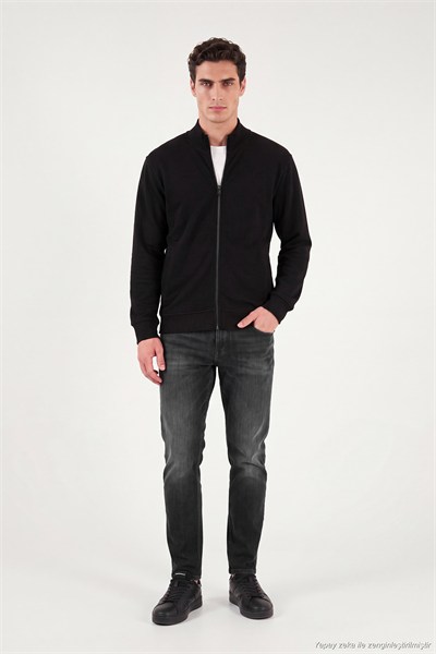 Pamuklu Regular Fit Dik Yaka Cepli Erkek Hırka 5905891 SİYAH
