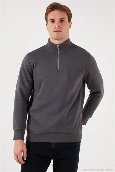 Pamuklu Regular Fit Dik Yaka Şardonlu 2li Paket Erkek Sweat 59052592S2 Ekru-Antrasit