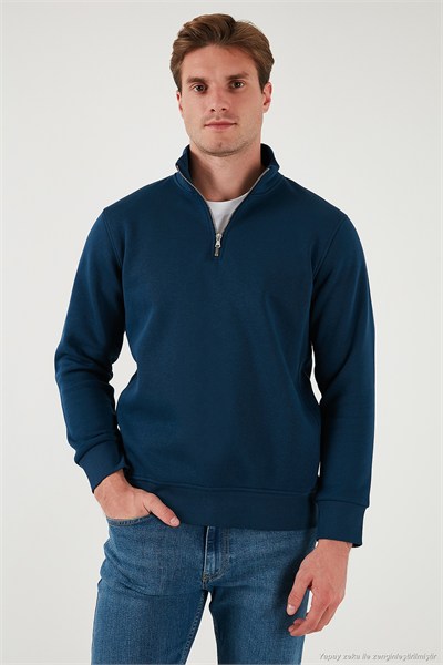 Pamuklu Regular Fit Dik Yaka Şardonlu 2li Paket Erkek Sweat 59052592S2 ANTRASİT-İNDİGO