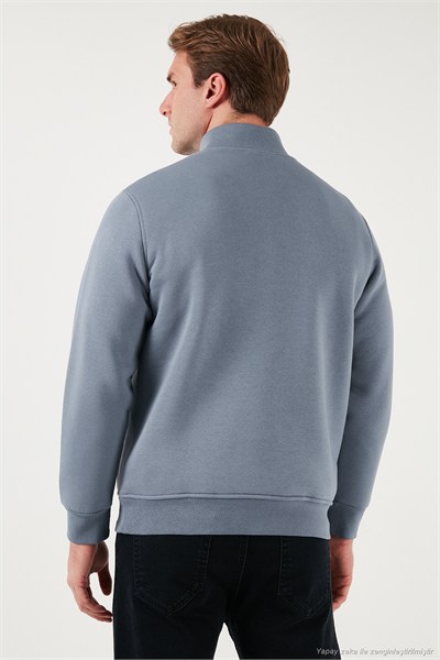 Pamuklu Regular Fit Dik Yaka Şardonlu 2li Paket Erkek Sweat 59052592S2 İNDİGO-KOYU GRİ