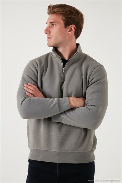 Pamuklu Regular Fit Dik Yaka Şardonlu 2li Paket Erkek Sweat 59052592S2 Siyah-Açık Haki