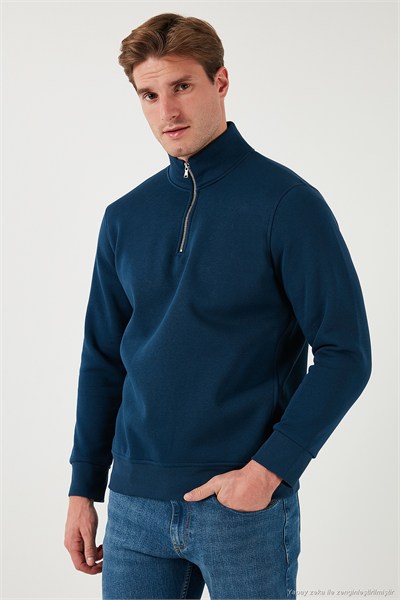 Pamuklu Regular Fit Dik Yaka Şardonlu 2li Paket Erkek Sweat 59052592S2 İNDİGO-KOYU GRİ