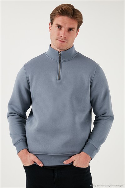 Pamuklu Regular Fit Dik Yaka Şardonlu 2li Paket Erkek Sweat 59052592S2 KOYU GRİ-KOYU GRİ