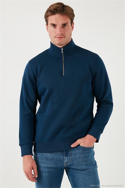 Pamuklu Regular Fit Dik Yaka Şardonlu 2li Paket Erkek Sweat 59052592S2 Ekru-İndigo