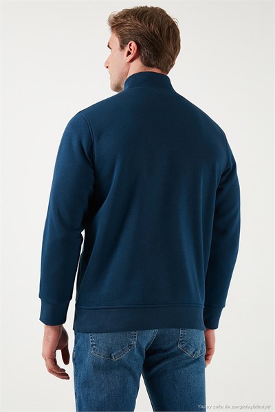 Pamuklu Regular Fit Dik Yaka Şardonlu 2li Paket Erkek Sweat 59052592S2 ANTRASİT-İNDİGO