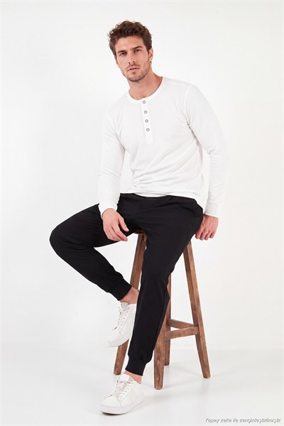 Pamuklu Regular Fit Düğmeli Bisiklet Yaka Erkek Sweat 5905852 EKRU