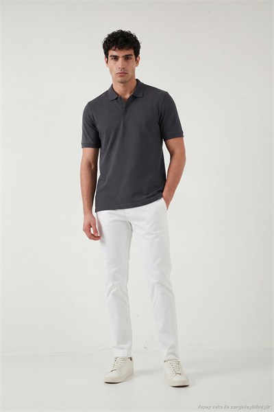 Pamuklu Regular Fit Düğmeli Erkek Polo Yaka T Shirt 5902127 ANTRASİT