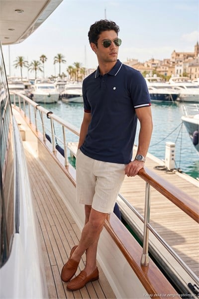 Pamuklu Regular Fit Düğmeli Erkek Polo T Shirt 5904066 LACİVERT