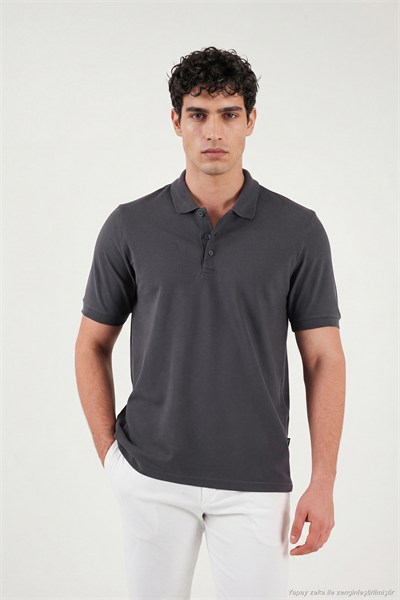 Pamuklu Regular Fit Düğmeli Erkek Polo Yaka T Shirt 5902127 ANTRASİT