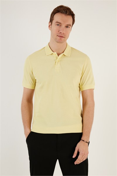 Pamuklu Regular Fit Düğmeli Erkek Polo Yaka T Shirt 5902739 AÇIK SARI