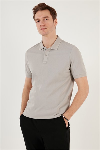 Pamuklu Regular Fit Düğmeli Erkek Polo Yaka T Shirt 5902739 AÇIK GRİ