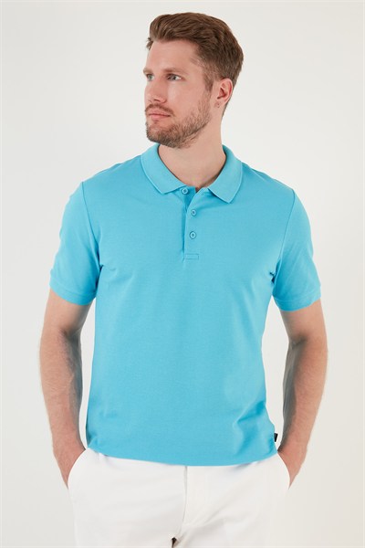 Pamuklu Regular Fit Düğmeli Erkek Polo Yaka T Shirt 5902127 TURKUAZ