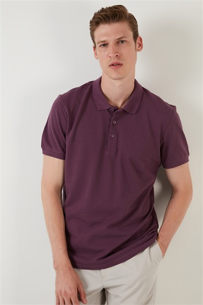 Pamuklu Regular Fit Düğmeli Erkek Polo Yaka T Shirt 5902127 MÜRDÜM