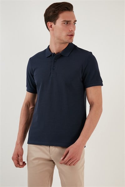 Pamuklu Regular Fit Düğmeli Erkek Polo Yaka T Shirt 5902127 İNDİGO