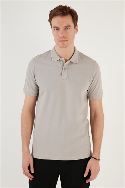 Pamuklu Regular Fit Düğmeli Erkek Polo Yaka T Shirt 5902739 AÇIK GRİ