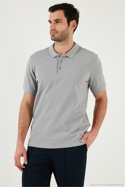 Pamuklu Regular Fit Düğmeli Erkek Polo Yaka T Shirt 5902127 Kül