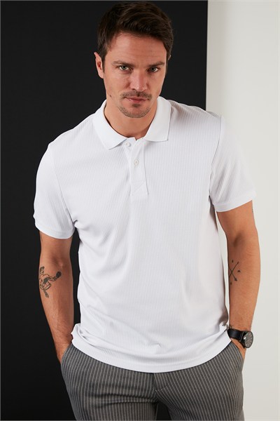 Pamuklu Regular Fit Düğmeli Erkek Polo Yaka T Shirt 5902281 BEYAZ