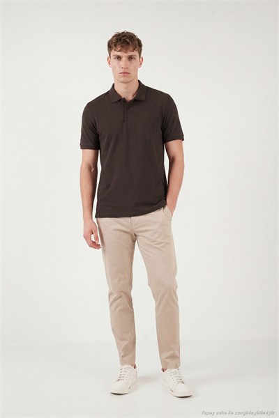 Pamuklu Regular Fit Düğmeli Erkek Polo Yaka T Shirt 5902127 KAHVE