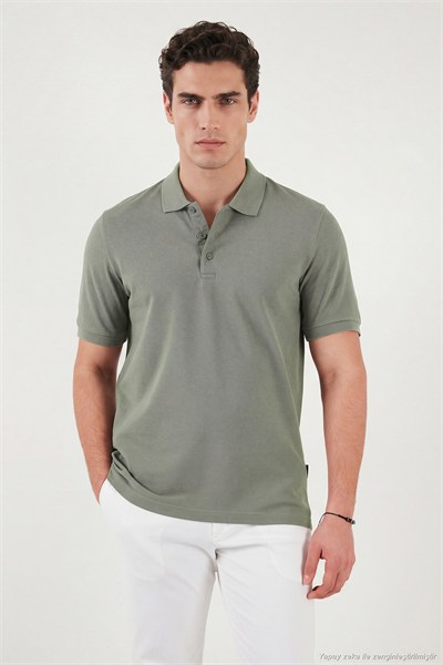 Pamuklu Regular Fit Düğmeli Erkek Polo Yaka T Shirt 5902127 AÇIK YEŞİL