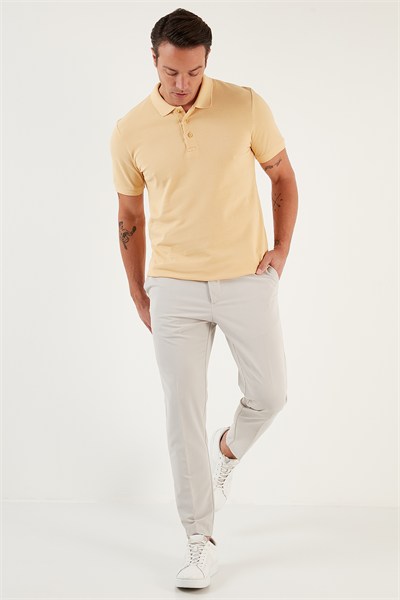 Pamuklu Regular Fit Düğmeli Erkek Polo Yaka T Shirt 5902127 SARI