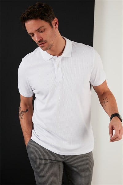Pamuklu Regular Fit Düğmeli Erkek Polo Yaka T Shirt 5902281 BEYAZ
