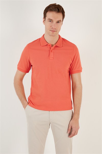 Pamuklu Regular Fit Düğmeli Erkek Polo Yaka T Shirt 5902739 TURUNCU