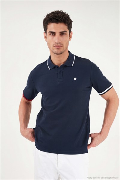 Pamuklu Regular Fit Düğmeli Erkek Polo T Shirt 5904066 LACİVERT