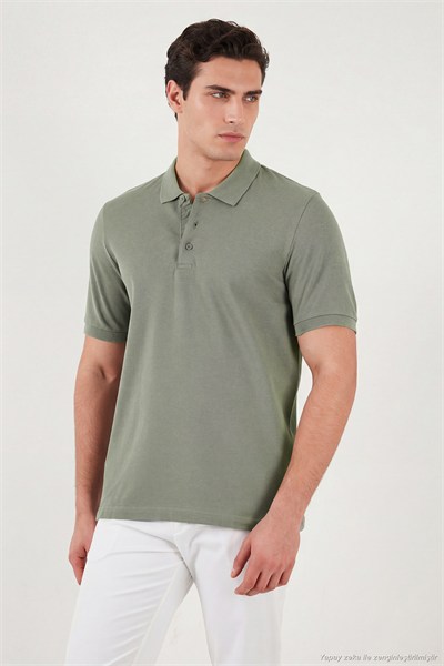 Pamuklu Regular Fit Düğmeli Erkek Polo Yaka T Shirt 5902127 AÇIK YEŞİL
