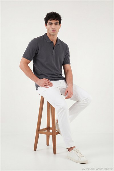 Pamuklu Regular Fit Düğmeli Erkek Polo Yaka T Shirt 5902127 ANTRASİT