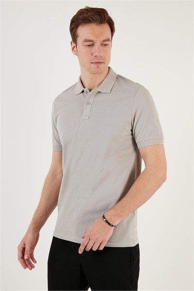 Pamuklu Regular Fit Düğmeli Erkek Polo Yaka T Shirt 5902739 AÇIK GRİ