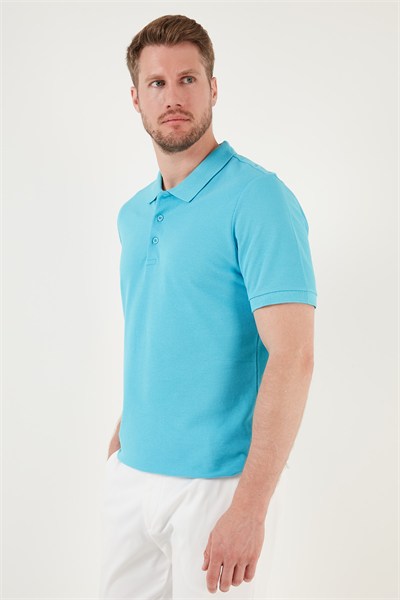 Pamuklu Regular Fit Düğmeli Erkek Polo Yaka T Shirt 5902127 TURKUAZ