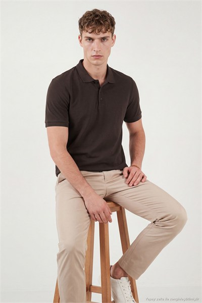 Pamuklu Regular Fit Düğmeli Erkek Polo Yaka T Shirt 5902127 KAHVE