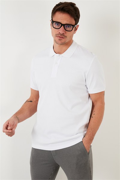Pamuklu Regular Fit Düğmeli Erkek Polo Yaka T Shirt 5902281 BEYAZ