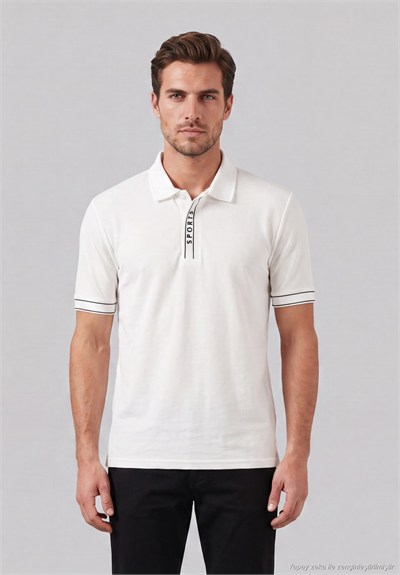 Pamuklu Regular Fit Düğmeli Polo T Shirt Erkek Polo Yaka T Shirt 5904073 BEYAZ
