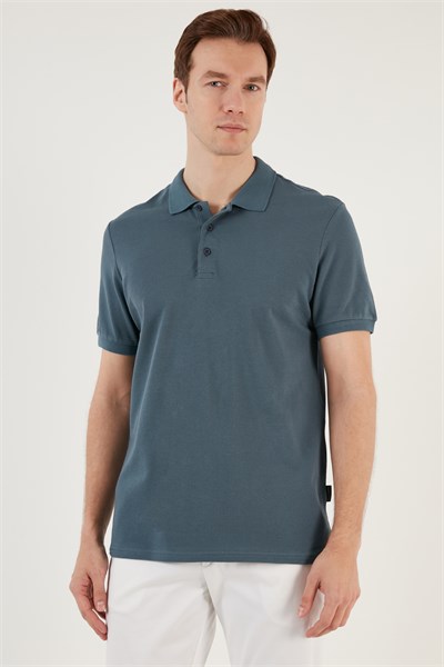 Pamuklu Regular Fit Düğmeli Polo Yaka 4lü Paket Erkek T Shirt 5902127S4 Yeşil-Kül-Petrol-Vizon