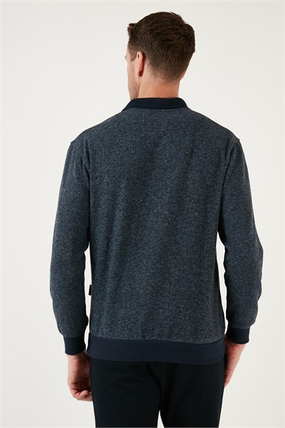 Pamuklu Regular Fit Düğmeli Polo Yaka Erkek Kazak 456211 LACİVERT